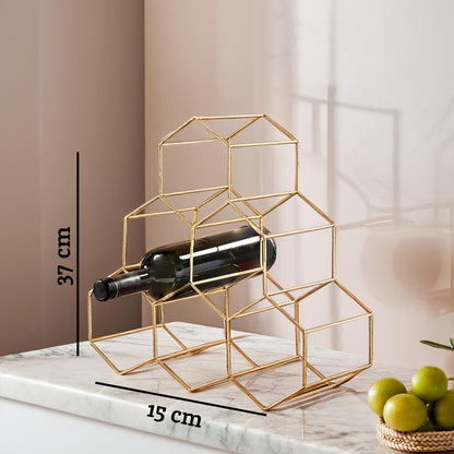 Vertex 6 Bottle Gold Finish Wine Rack