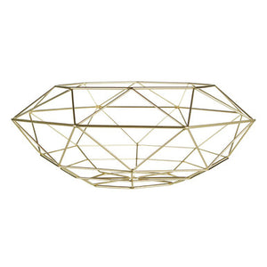 Gold Finish Wide Fruit Basket | Vertex