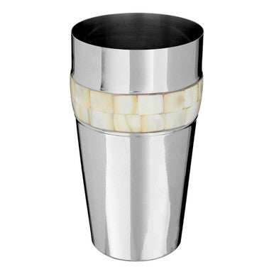 Silver Cocktail Shaker With Mother Of Pearl Inlay