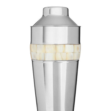 Silver Cocktail Shaker With Mother Of Pearl Inlay