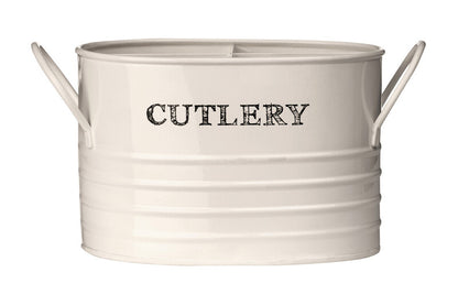 White metal cutlery basket with &