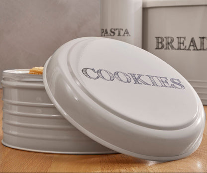 Sketch Cream Finish Round Biscuit Tin