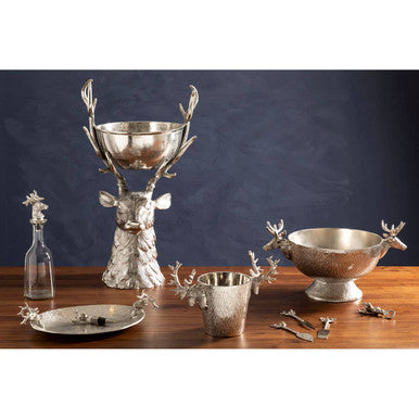 Stag Nickel Finish Punch Bowl