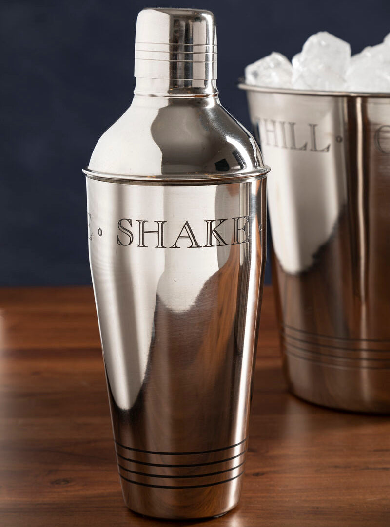 Metallic cocktail shaker with &