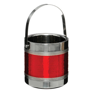 Red Ice Bucket With Tongs