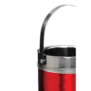 Red Ice Bucket With Tongs