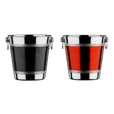 Mixology Hammered Stainless Steel With Black Band Champagne Or Wine Bucket