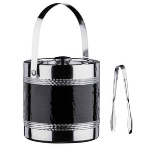 Black Ice Bucket With Tongs