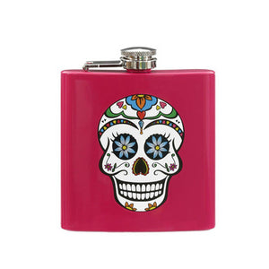 Pink Hip Flask Skull Design | Auden
