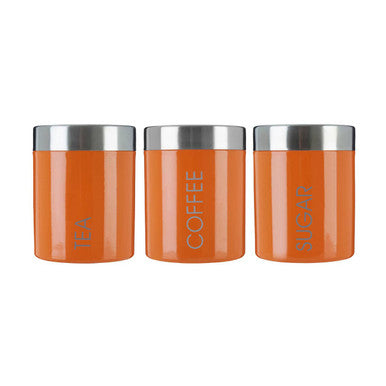 Orange Enamel Tea Coffee Sugar Set