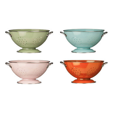 Pastel Blue Enamel Retro Colander