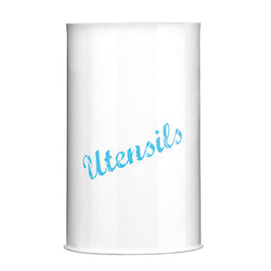 White and Blue Utensil Canister | Pink Lace