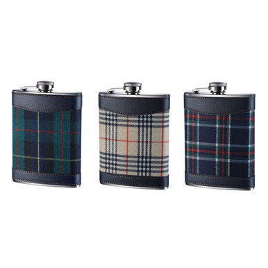Blue Tartan Hip Flask