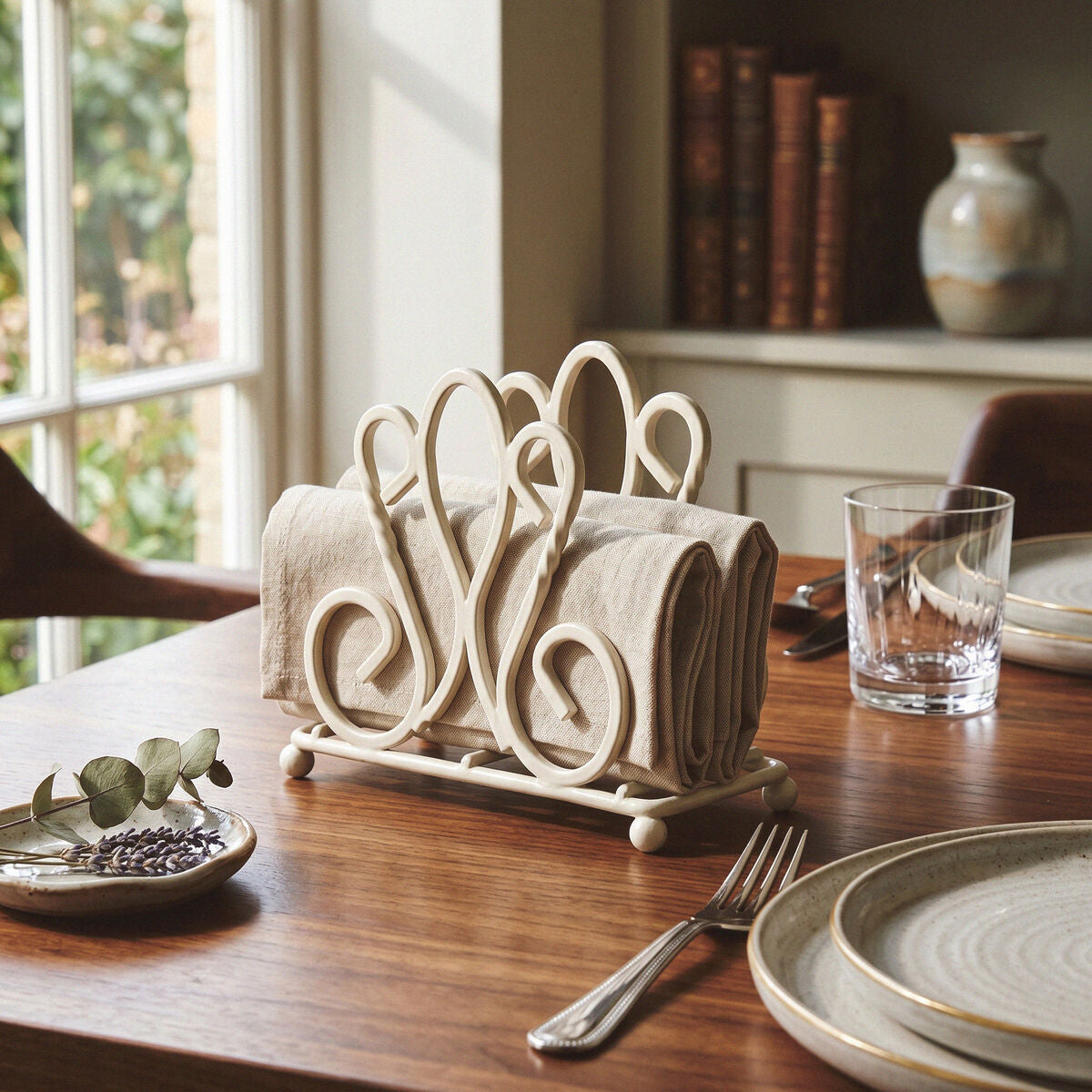 Cream Metal Napkin Holder | De Lis