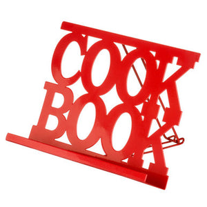 Alpha Red Enamel Metal Cookbook  Stand with Adjustable Support