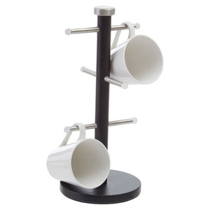 Hirano Matt Black Metal 6 Cup Mug Tree