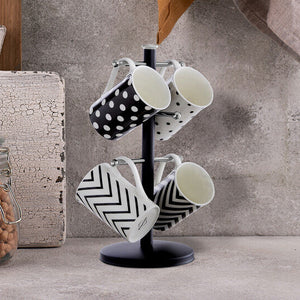 Matt Black Metal 6 Cup Mug Tree | Hirano