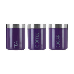 Purple Enamel Tea Coffee And Sugar Set