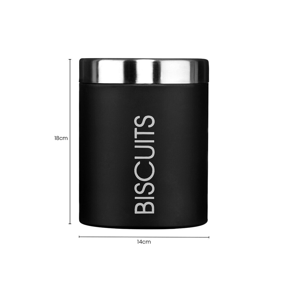 Liberty Black Enamel Biscuit Canister With Silver Lid - Image 6