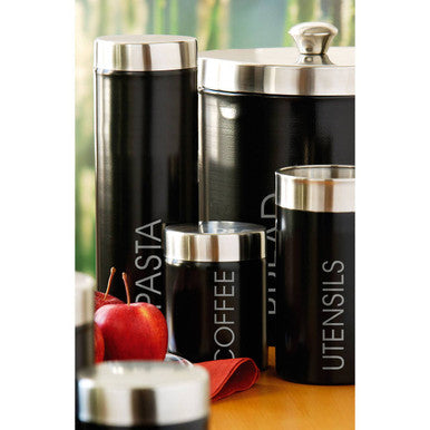 Liberty Black Enamel Pasta Canister With Silver Lid