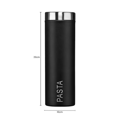 Liberty Black Enamel Pasta Canister With Silver Lid