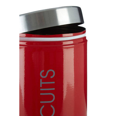 Red Enamel Biscuit Canister