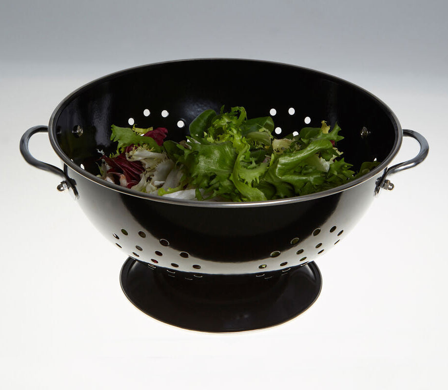 Hollis Retro Black Enamel Colander