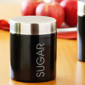 Black Enamel Sugar Canister with Silver Lid | Liberty