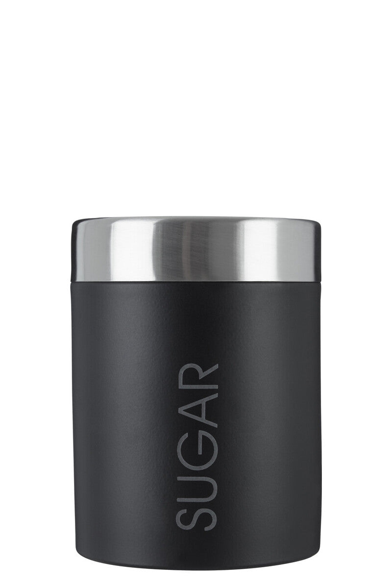 Liberty Black Enamel Sugar Canister With Silver Lid