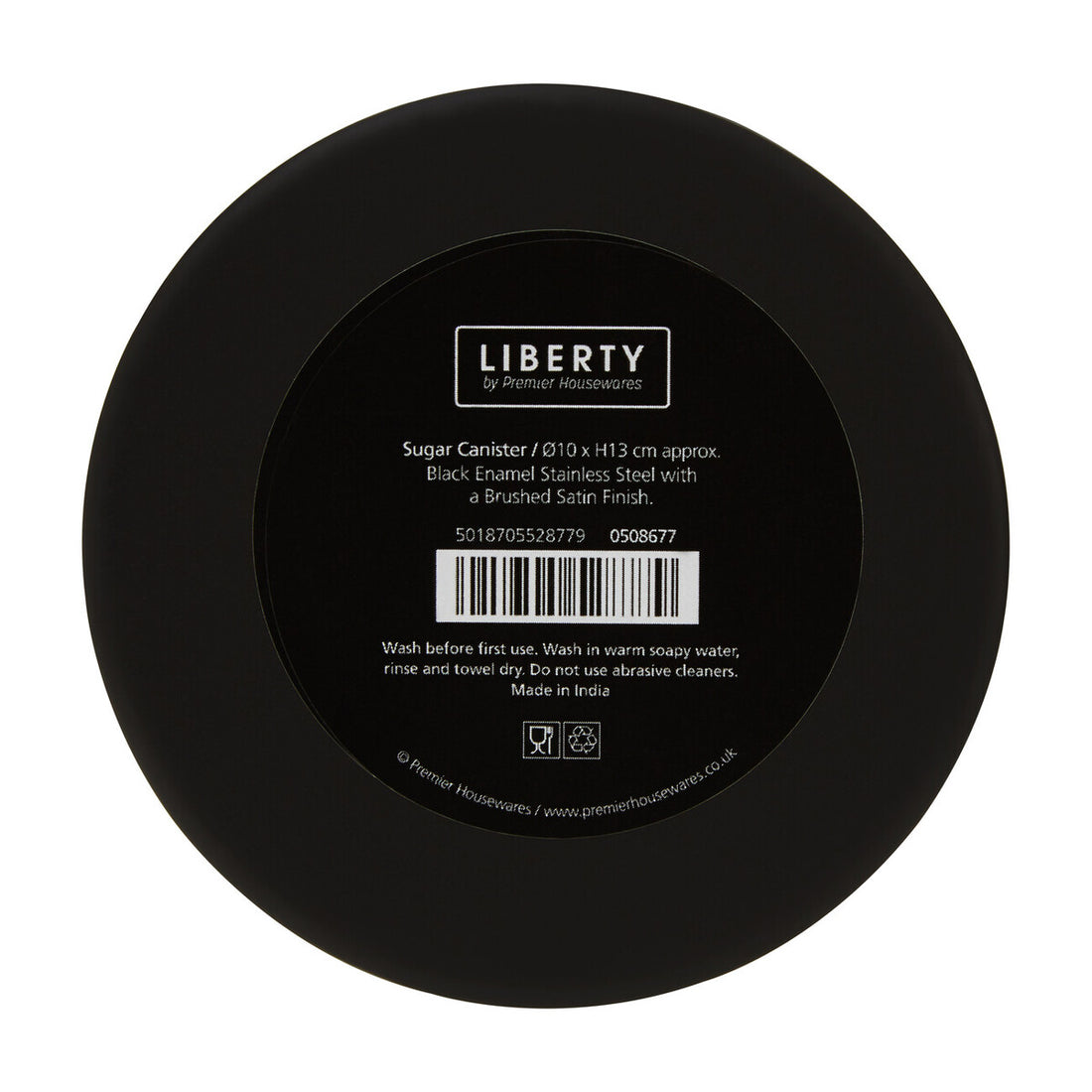 Liberty Black Enamel Sugar Canister With Silver Lid - Image 6