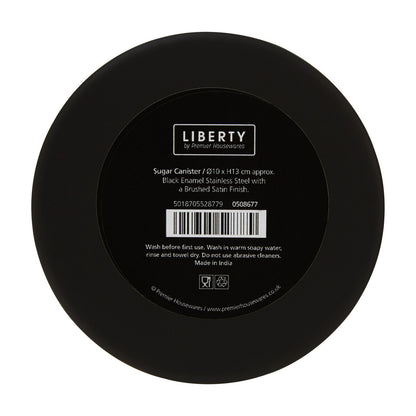 Liberty Black Enamel Sugar Canister With Silver Lid