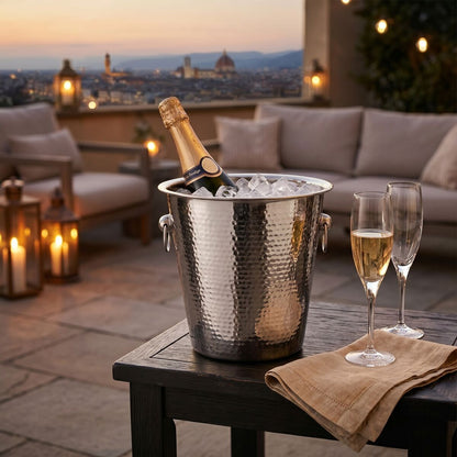 Hammered Effect Stainless Steel Champagne Bucket | Mixology