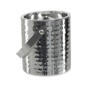 Hammered Effect Stainless Steel Ice Bucket With Handle