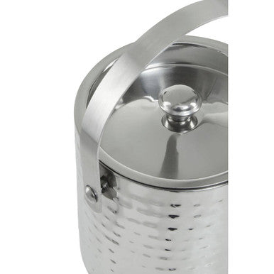 Hammered Effect Stainless Steel Ice Bucket With Handle