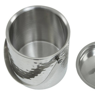 Hammered Effect Stainless Steel Ice Bucket With Handle