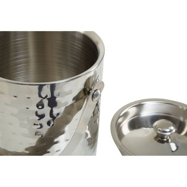 Hammered Effect Stainless Steel Ice Bucket With Handle