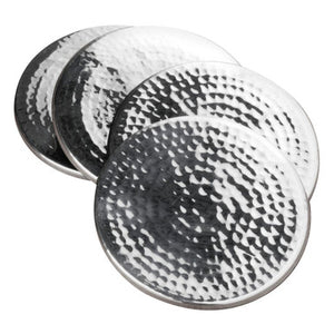 Mixology Set Of Four Hammered Effect Stainless Steel Coasters
