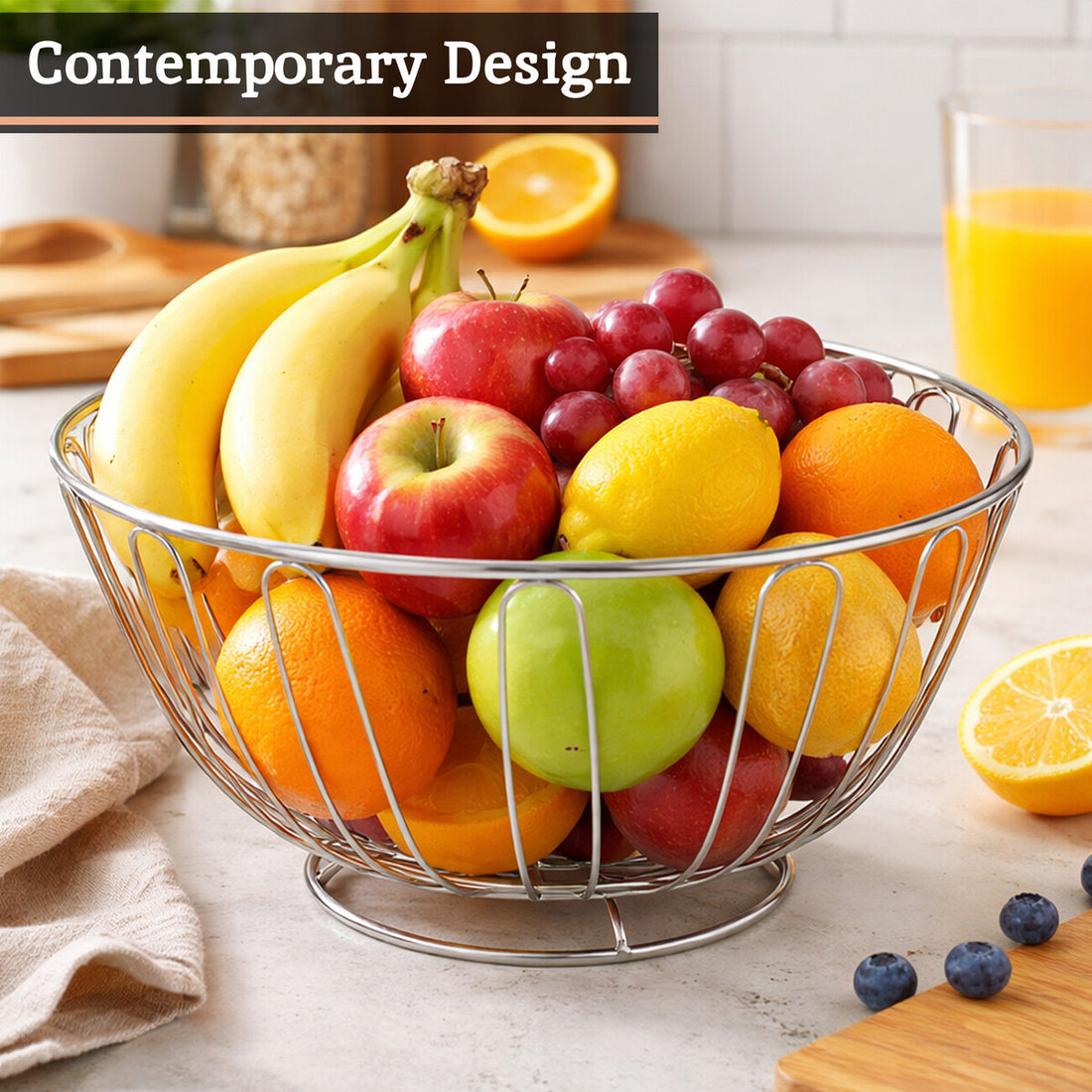 Avalon Chrome Round Fruit Basket