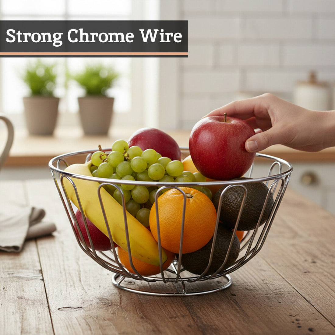 Avalon Chrome Round Fruit Basket