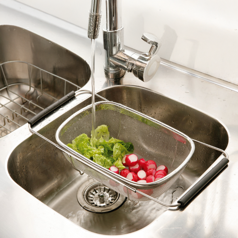 Zenigo Over Sink Drainer with Extendable Black Handles