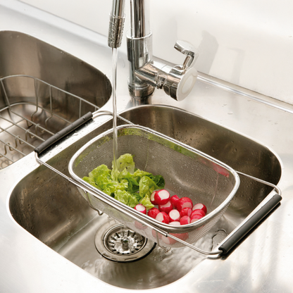 Zenigo Over Sink Drainer with Extendable Black Handles