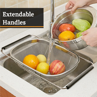 Zenigo Over Sink Drainer with Extendable Black Handles