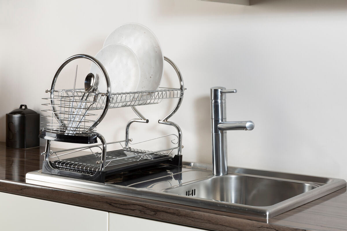 Laurie 2 Tier Dish Drainer With Black Plastic Tray