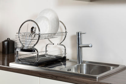 Laurie 2 Tier Dish Drainer With Black Plastic Tray