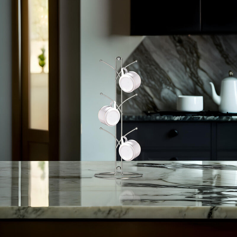 Helix  Chrome 6 Cup Mug Tree