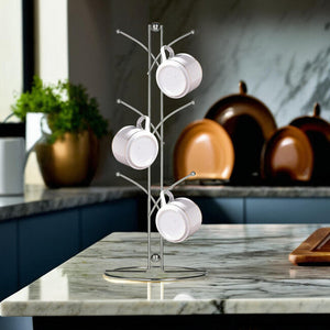 Chrome 6 Cup Mug Tree | Helix