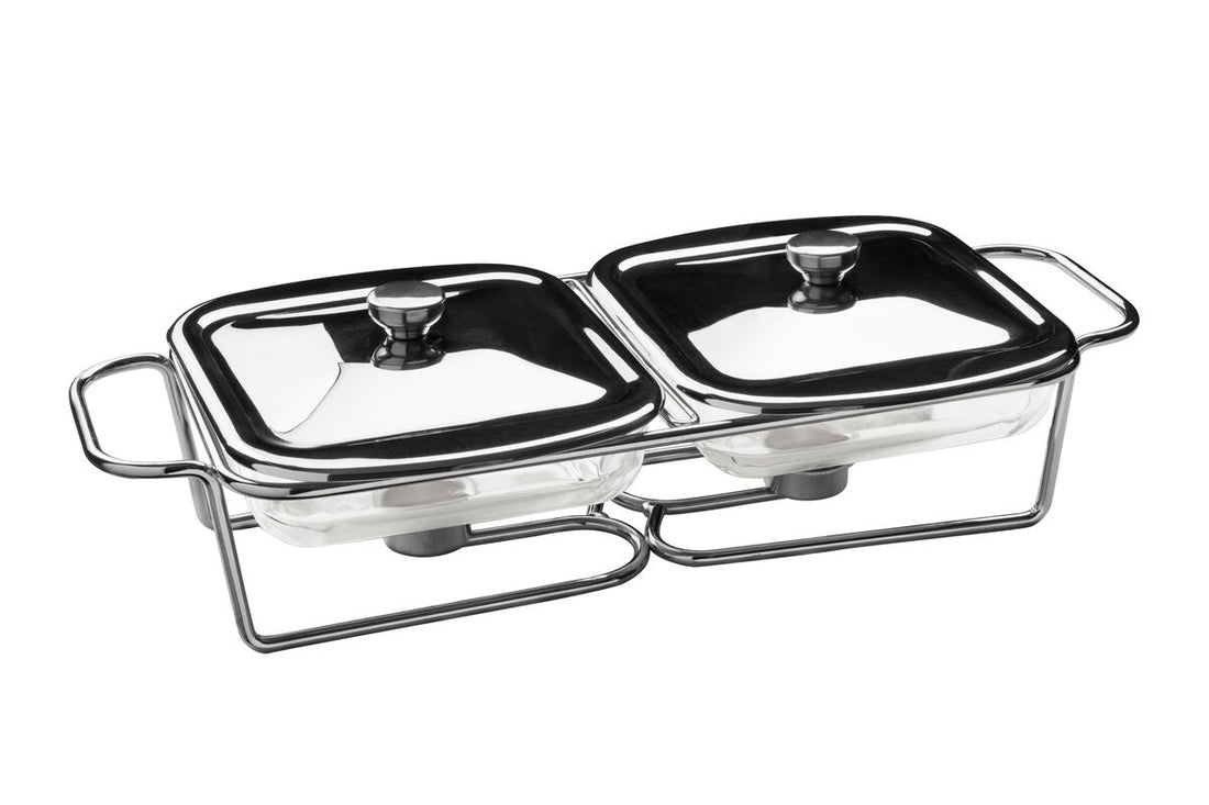 Glass 1000ml Twin Food Warmer - Image 1
