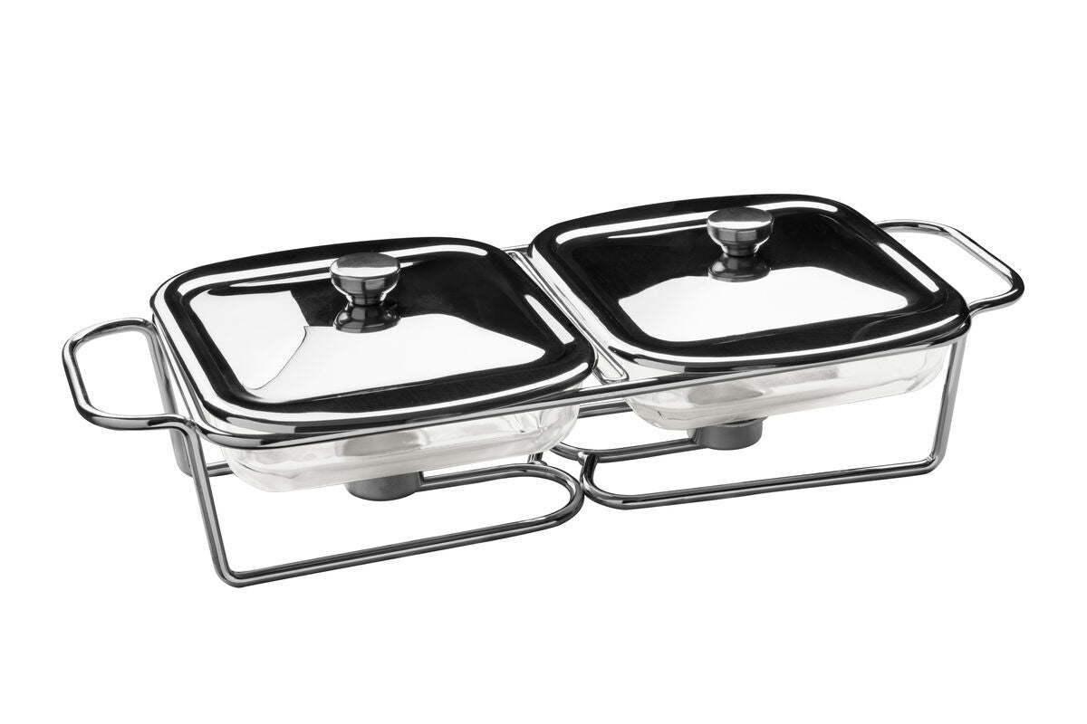 Glass 1000ml Twin Food Warmer - Image 1