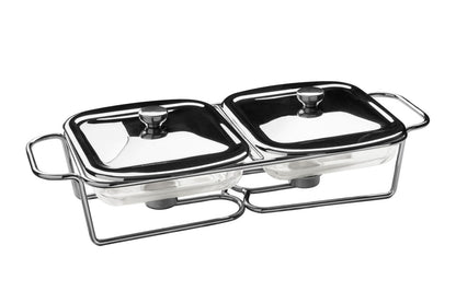 Glass 1000ml Twin Food Warmer - Image 1