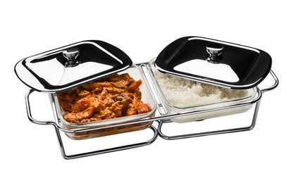 Glass 1000ml Twin Food Warmer - Image 2